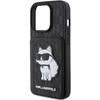 Karl Lagerfeld Klhcp15Lsakcnsck Iphone 15 Pro 6.1 Czarny/Black Hardcase Saffiano Przegródki Na Karty I Podstawka Monogram Choupette