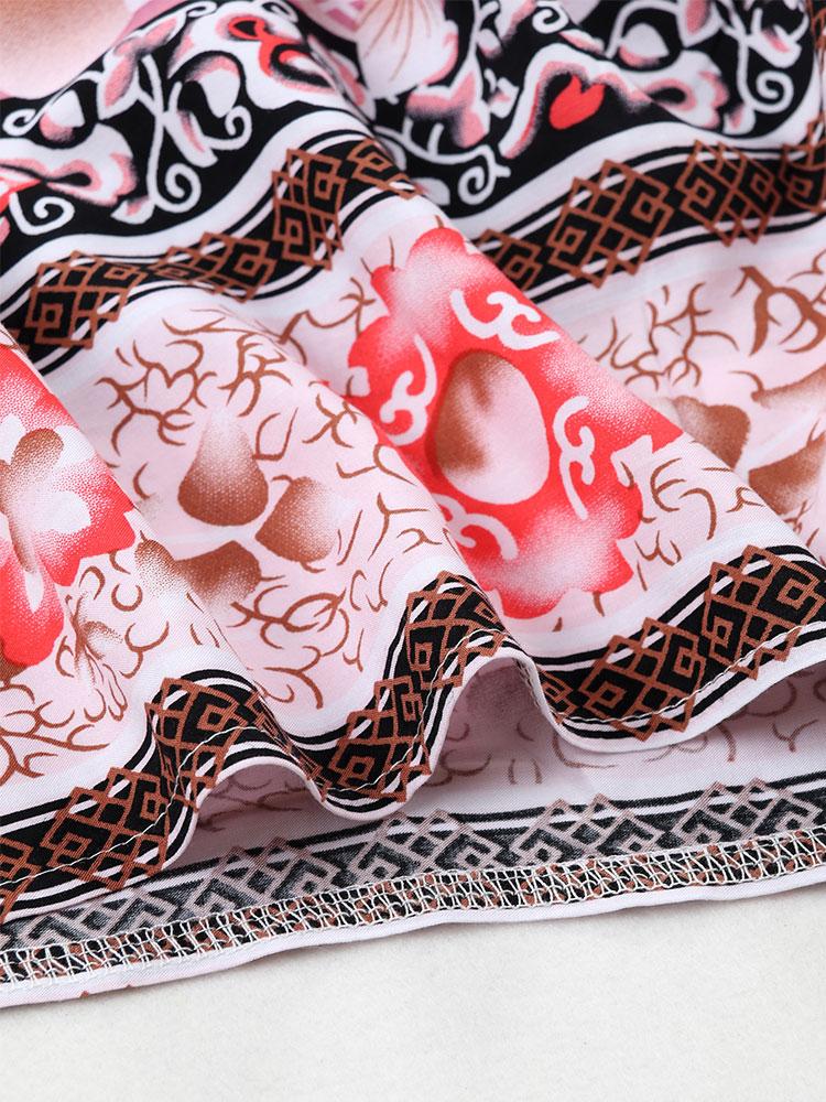 EDOLYNSA Бикини в богемном стиле с принтом, элегантное кимоно с поясом, платье-туника, лето 2024, женская пляжная одежда больших размеров, купальный костюм, накидка Q996