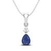 Blue Sapphire Elegant Drop Design Pendant - Sterling Silver