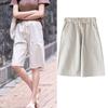 Новые модные шорты, женские летние легкие брюки с высокой талией, широкие брюки, повседневные брюки средней длины, прямые, большого размера, с эластичной талией, для женщин