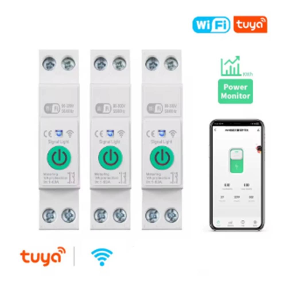 Electricity Statistics Tuya WiFi Smart Circuit Breaker Din Rail Switch  Smart Home