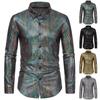 Men's Solid Color Hot Stamping Printed Long Sleeve Shirt Men's Stage Wear Banquet Fashion Long Sleeve Shirt