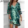 BITCED Женская мода лето весна повседневные платья с рукавом 3/4 и V-образным вырезом