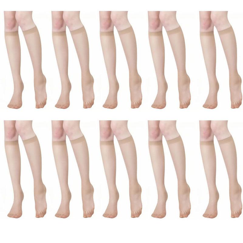 510Pairs Women Ultra-Thin Nylon Stockings Transparent Elasticity Ladies Knee Socks Summer Long Socks For Girls Stocking