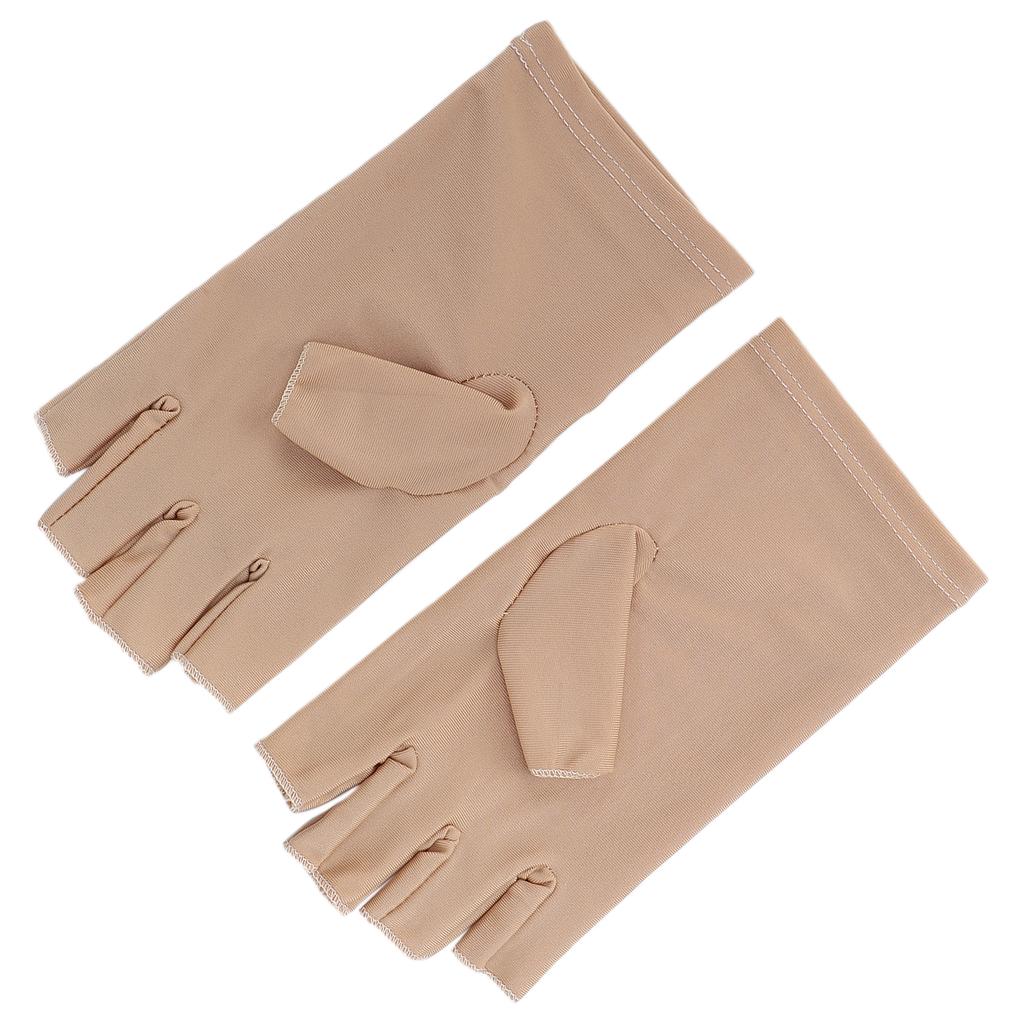 Professional Fiber Cotton Anti UV Gloves Nail Art UV Shield Gloves Manicure ToolBeige