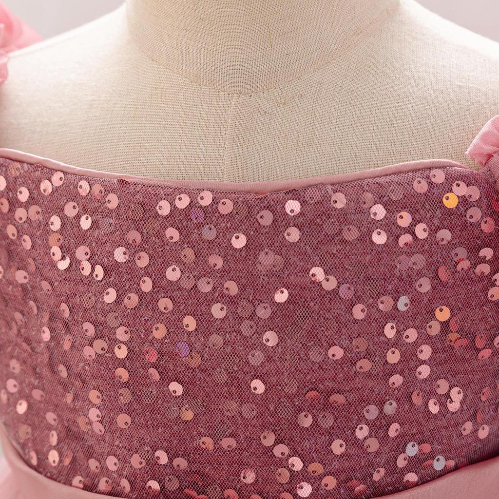 Baby Girl Sequin Flower Dresses Christmas Wedding Lace 1st Birthday Party Dress for Kids Toddler Children Formal Evening Costume