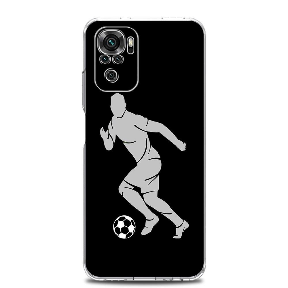 New Square Clear Phone Case For Xiaomi Redmi Note 12 11 9S 9 8 10 Pro+ 7 8T 9C 9A 8A K40 Gaming Cover Football Player Soccer Art