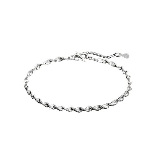 Women Bracelet Twisted Water Wave Adjustable with Extended Length Polished Lightweight Wrist Jewelry Anniversary Gift Lightweight Bangle