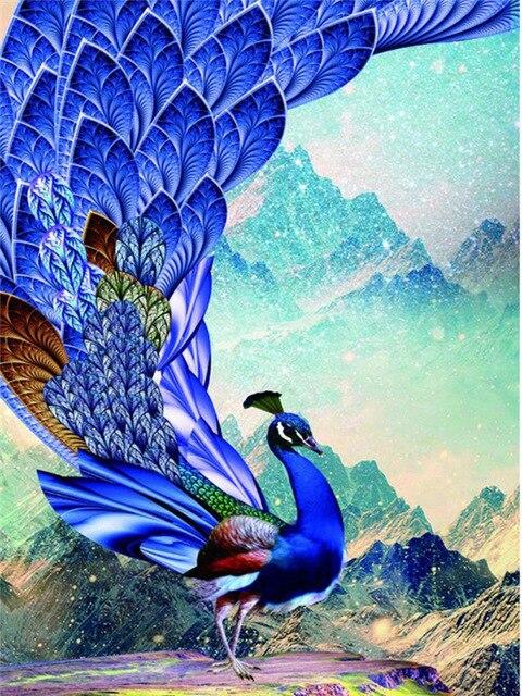 Полный дрель квадратная алмазная живопись Павлин картина со стразами Алмазная вышивка животное вышивка крестиком Декор для дома