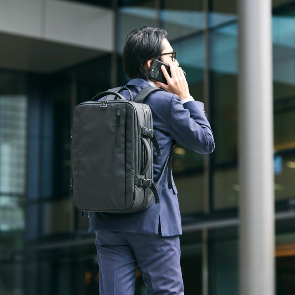 ELECOM Backpack with Expandable 33L Gusset, 15.6-inch Capacity, Water-Repellent, Capacity, Black, BM-XBPEX01BK