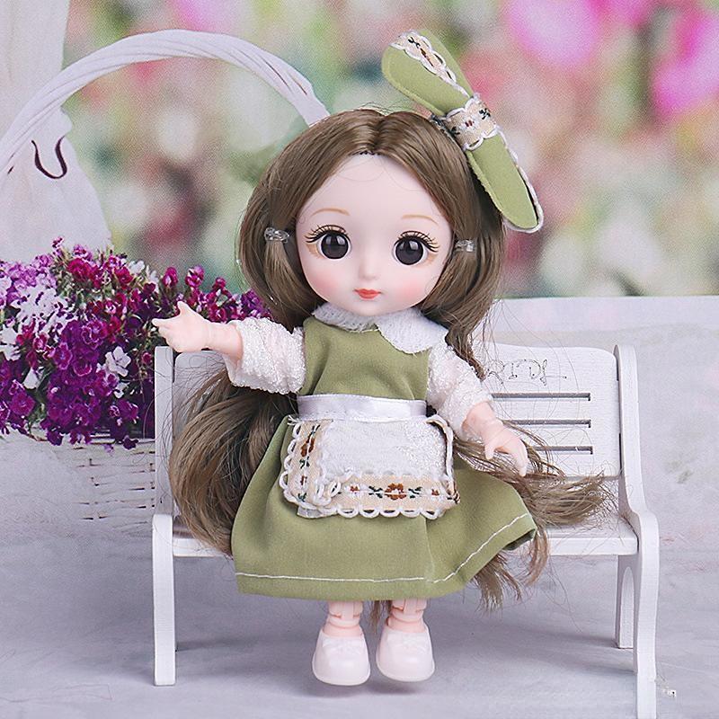Мини подвижная 21 шарнирная кукла 16 см, игрушка для девочек, 3D большие глаза, BJD принцесса, полная одежда, коллекция платьев, детская кукла в подарок