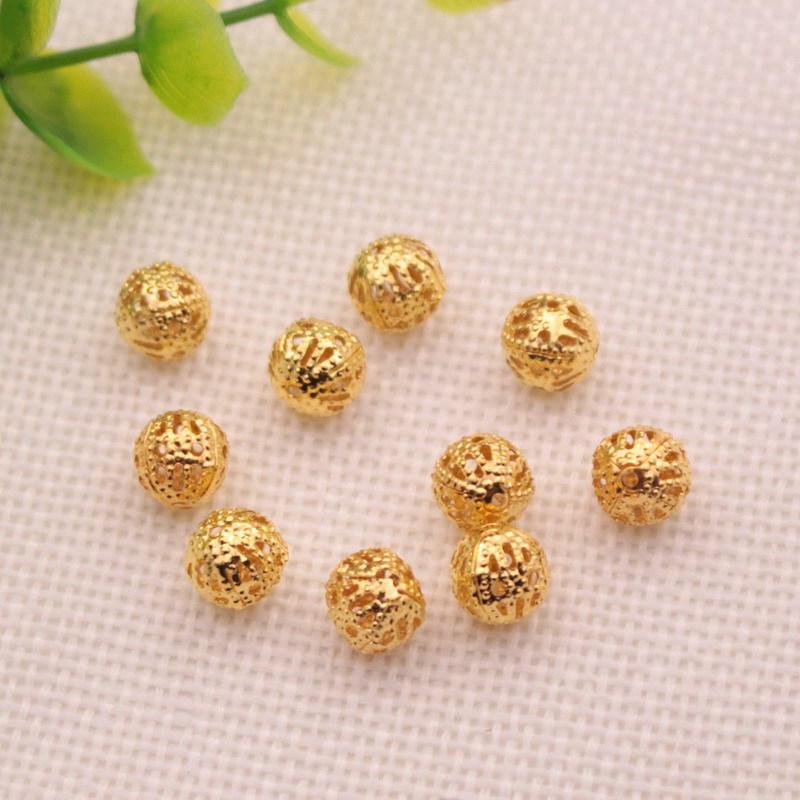 50Pcs DIY Manual Plated Gold Silver Hollow Beads Jewelry Accessories