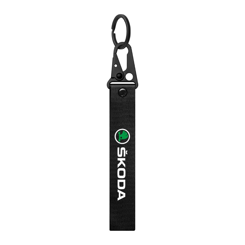 1Pcs Car Styling 3D Fashion Nylon Metal Keychain Key Rings Key Holder For Skoda Yeti Fabia Octavia 3 2 a5 a7 Kodiaq Rapid Karoq usbn43