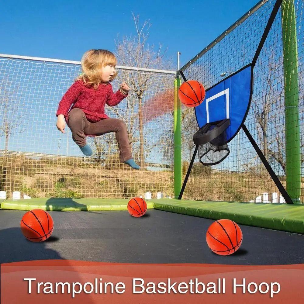 Foldable Trampoline Basketball Hoop Kit Multipurpose Portable Basketball Hoop Toys for Kids Adults