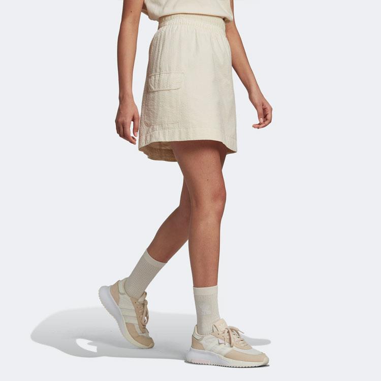 Adidas Originals Trefoil SS22 Однотонная спортивная юбка с эластичной резинкой на талии Женские плавки Бежевый HL9303