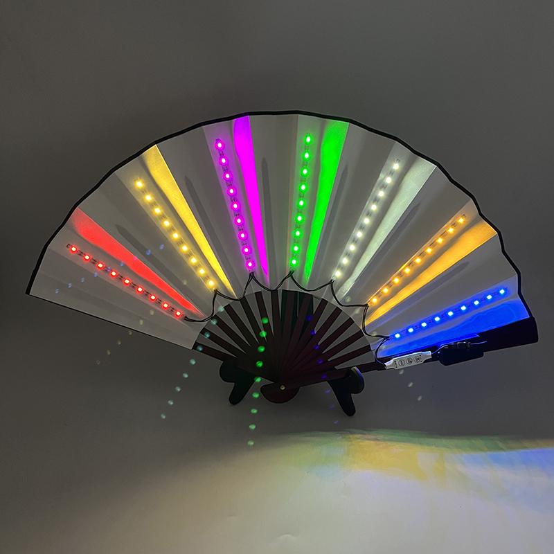 10 inches Led Folding Fan Party RPG Lolita Dance Stage Performance Night Club Accessories Led Hand Fan Glowing Fluorescent Fan