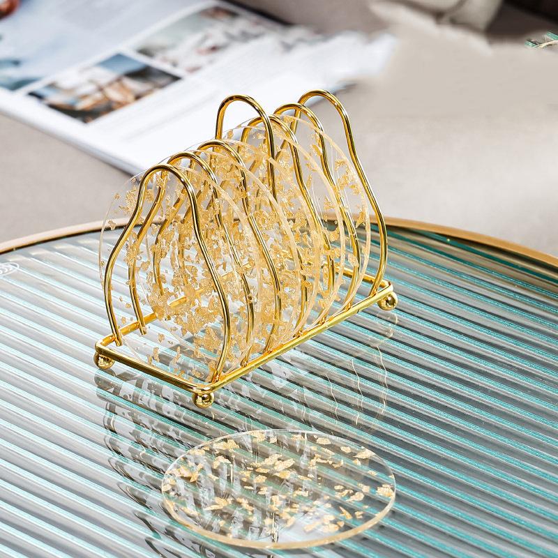 Акриловая подставка из золотой фольги, теплоизоляционный настольный коврик, противоскользящий держатель для чашки, кружка для молока, кофейная чашка, коврики для кухонного стола, декоративные