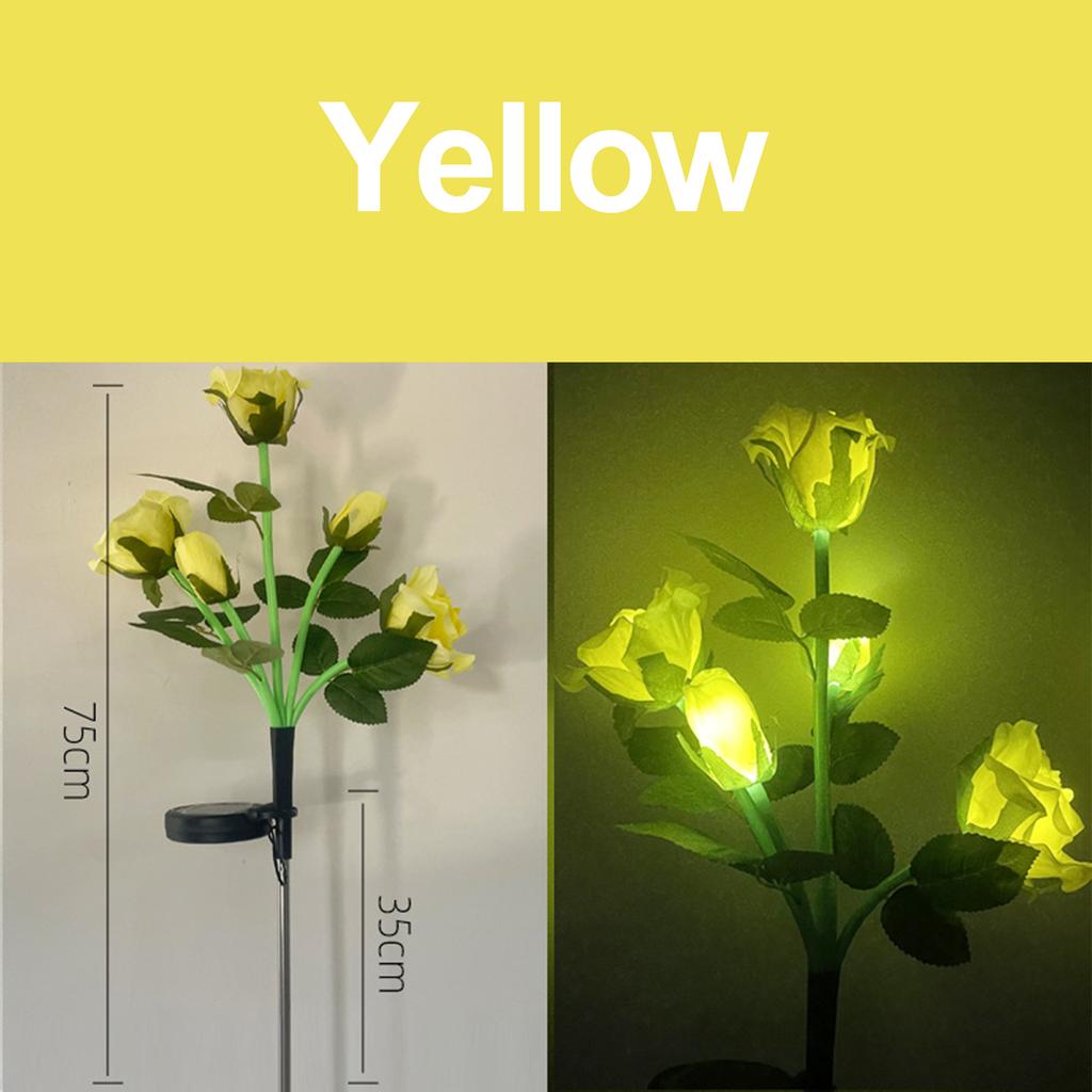 5 Heads Solar Light Yard Lights Outdoor Garden Lighting For Fence White Fence Flowers Roses Flower Lamp Flood Patio Pathway Blue