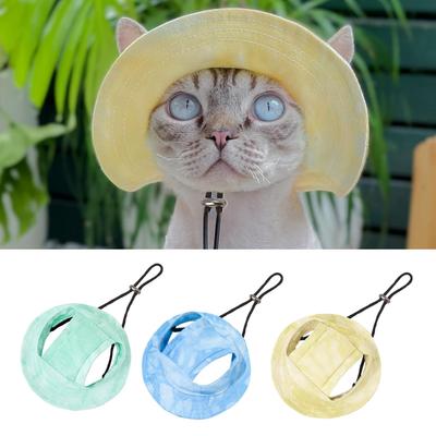 Кошачья панама Собачья кошачья летняя пляжная шляпа с отверстиями для ушей Мягкий козырек Головной убор для маленького щенка котенка Уличный спорт Прогулка Парк
