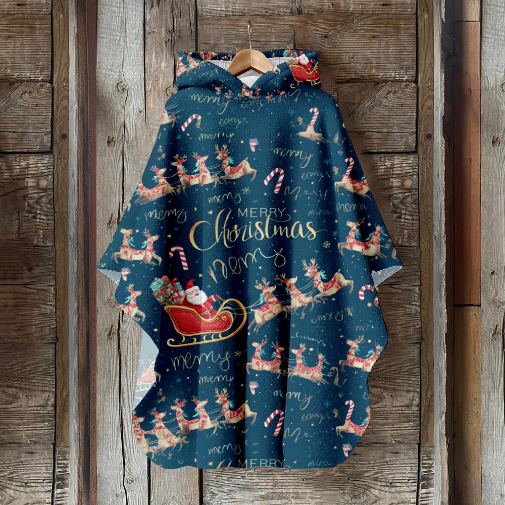 Женский плащ с капюшоном с 3D цифровой печатью – Рождественский винтажный стиль