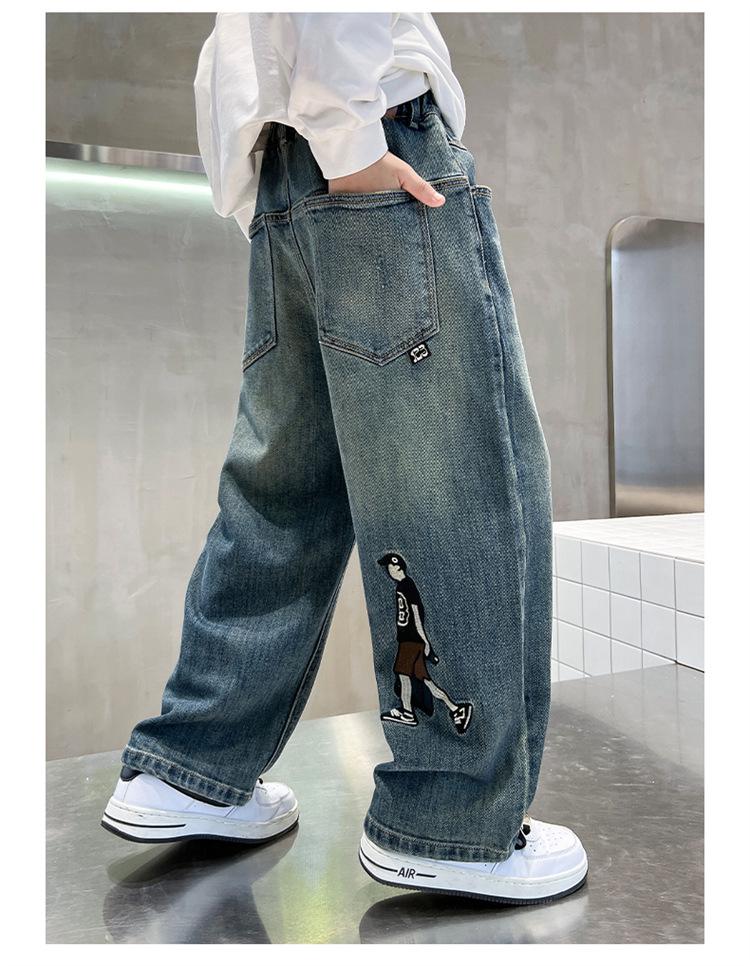 Детские зимние джинсы с толстой флисовой подкладкой - Теплые хлопковые брюки для детей среднего и старшего возраста (Коллекция 2025 г.)