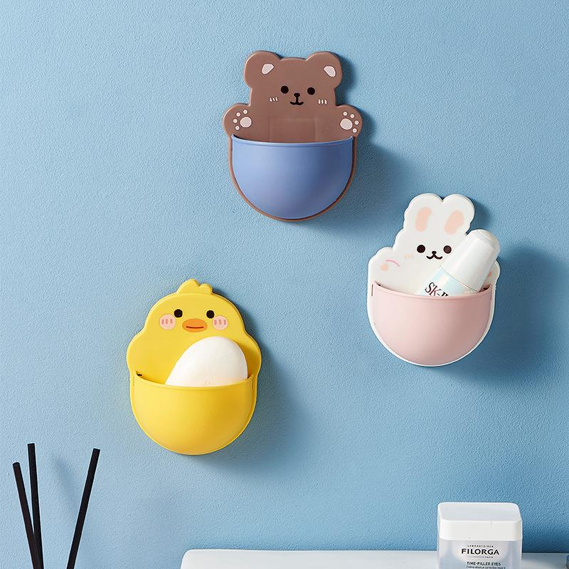 Настенная мыльница, мультяшный самоклеящийся настенный держатель для ручек, хранение для письма маркерами, настольное хранение, милый
