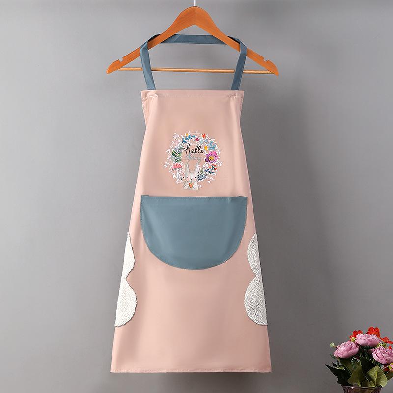 Waterproof and Stain-resistant Hand Towel Apron, Garland Rabbit Kitchen Apron, Neck-hanging Waist Cartoon Apron