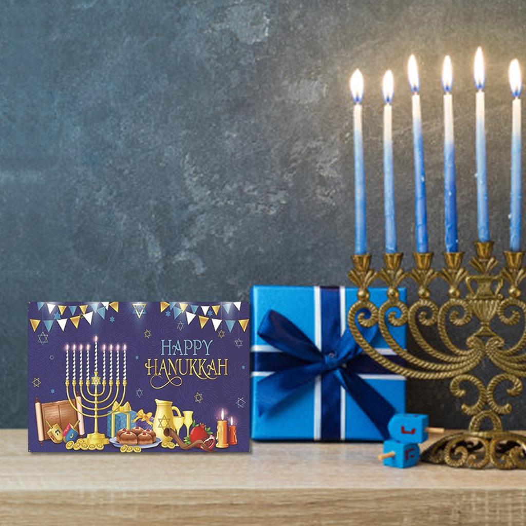 5Set Hanukkah Greeting Cards with Envelopes Assorted Religious Holiday Boxed Cards with Foil and Glitter