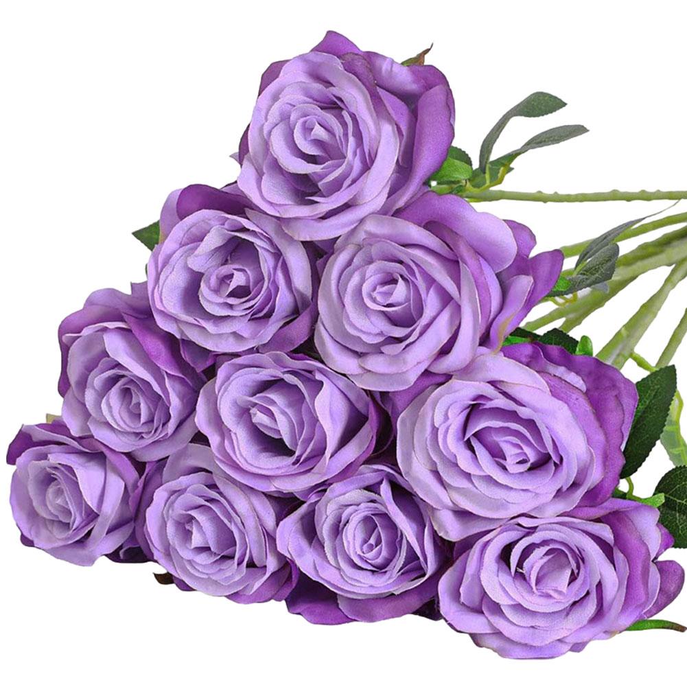 10 шт. Реалистичный букет роз с искусственными стеблями Искусственные шелковые розы Поддельные розы Цветок для свадебного центрального элемента Домашний декор для вечеринки