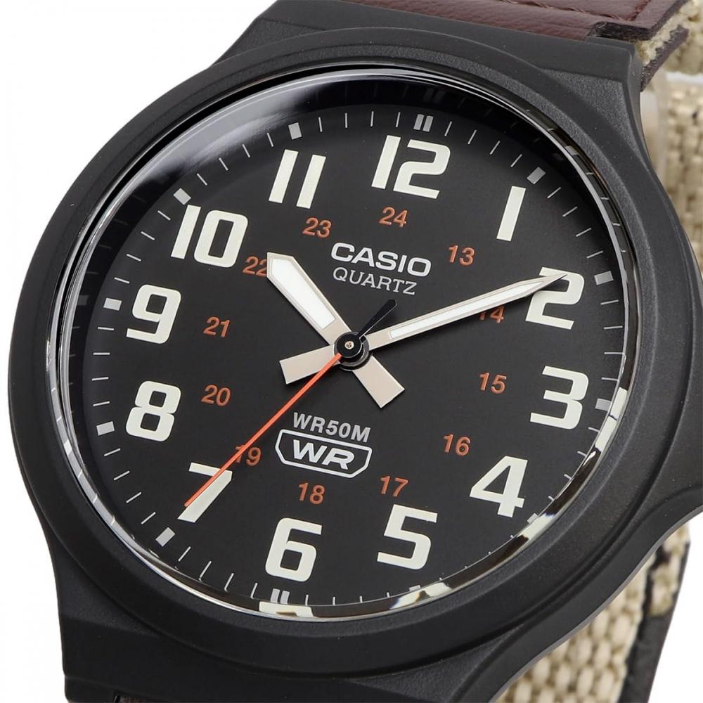 Casio CASIO Standard Analog Quartz Watch MW-240B-5BV No Cosmetic Box Men's Beige Velcro Fastening Band Overseas Model