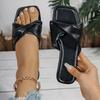 Fashion Fashion Pleated Pu Leather Flat Slippers Women 2025 Summer Square Toe Sandals Woman Comfy Non Slip Beach Flip Flops Plus Size 43