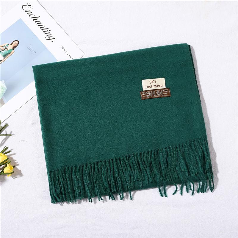 2024 Осень и зима Имитация кашемира Шарф Однотонный Модный Универсальный Теплый Шаль Шарф с Кисточками