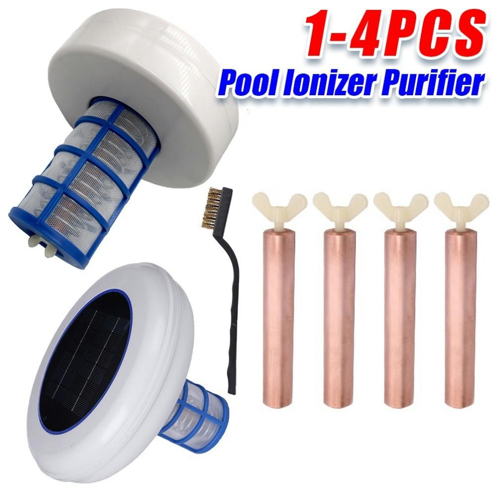 1-4PCS Solar Powered Pool Ionizer Purifier Copper Replacement Solar Copper Anode Outdoor Swimming Pools Tub Water Purifier