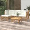 VidaXL Garden Lounge Set 5 Pcs with Cream White Cushions Bamboo 3155178