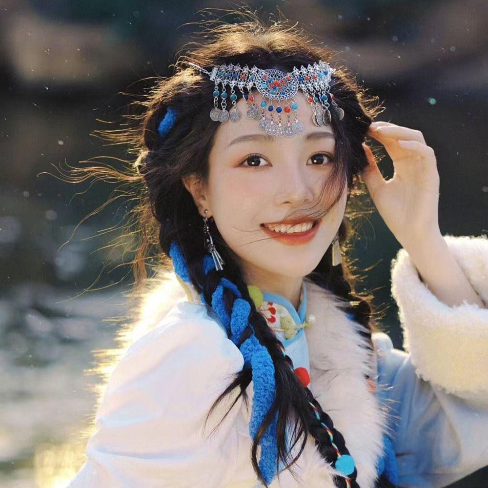 Племенные афганские повязки на голову Бохо повязки с бусинами Женская цепочка на голову Головной убор Hanfu Цепочка на лоб