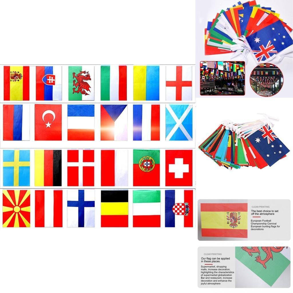Яркая гирлянда Евро-2021 10 м полиэстеровые флаги для международного футбольного украшения