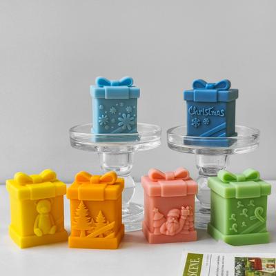3D Силиконовая форма для рождественской подарочной коробки с Сантой, форма для аромаламп, форма для рождественских шоколадных конфет.