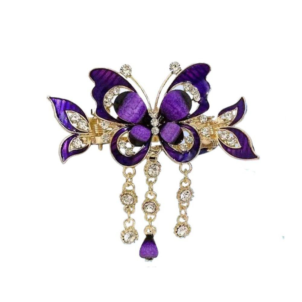 Zircon Rhinestone Butterfly Hair Clips Tassel Rhinestone Barrettes Crystal Small Hair Claw Wedding