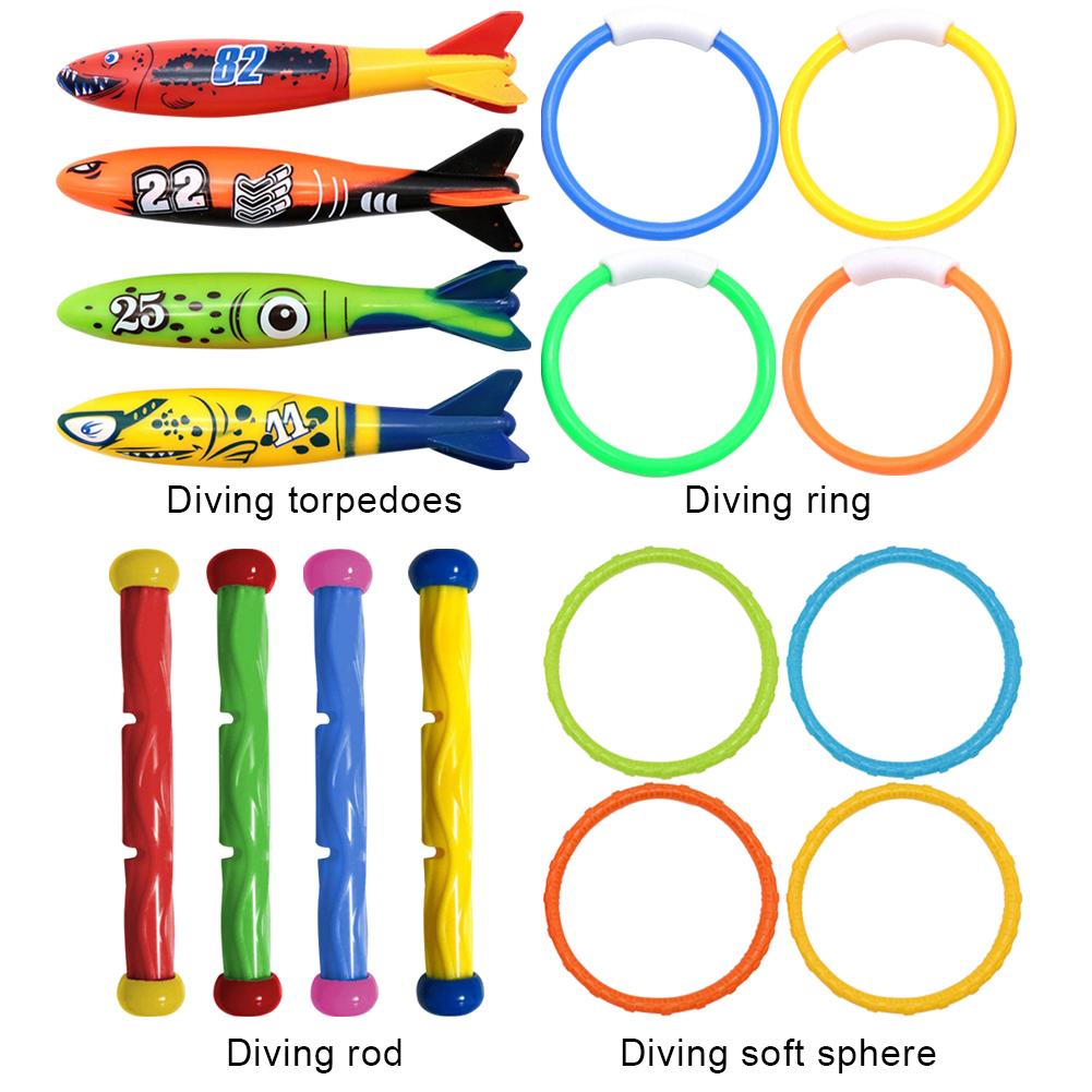 4Pcs Summer Pool Diving Toys Multicolor Cartoon Pool Sinking Toys Creative Swim Diving Rings Water Toy Swimming Pool Accessories