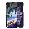 Summer Beach Sunset Sea Palm Tree Clear Phone Case For Samsung Z Flip 7 6 5 4 3 Galaxy ZFlip7 ZFlip6 ZFlip5 ZFlip4 ZFlip3 5G Pri