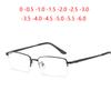 Metal Half Frame Prescription Eyeglasses Men Blue Light Blocking Nearsighted Glasses Male 0 -0.5 -0.75 -1.0 To -6.0