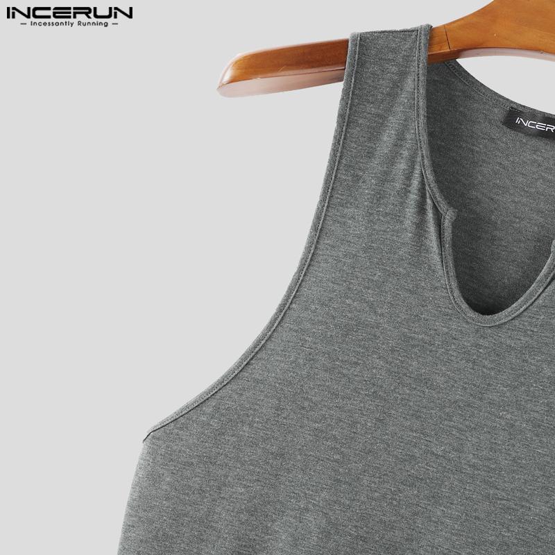 INCERUN Men Summer V Neck Sleeveless CasualThin Gym Sport Tank Tops