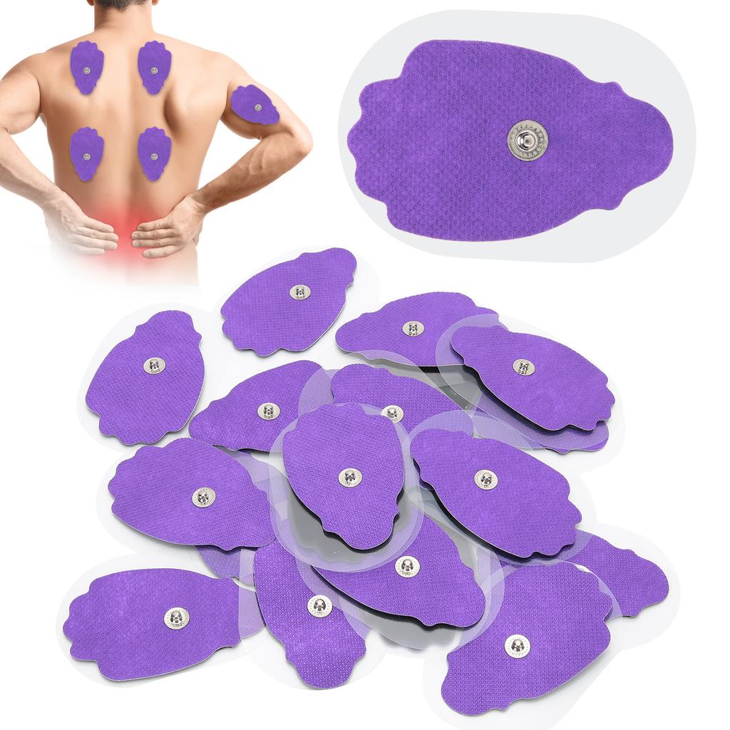 20 шт. нетканые пуговичные электродные подушечки ручной формы для массажной терапии TENs EMS фиолетового цвета