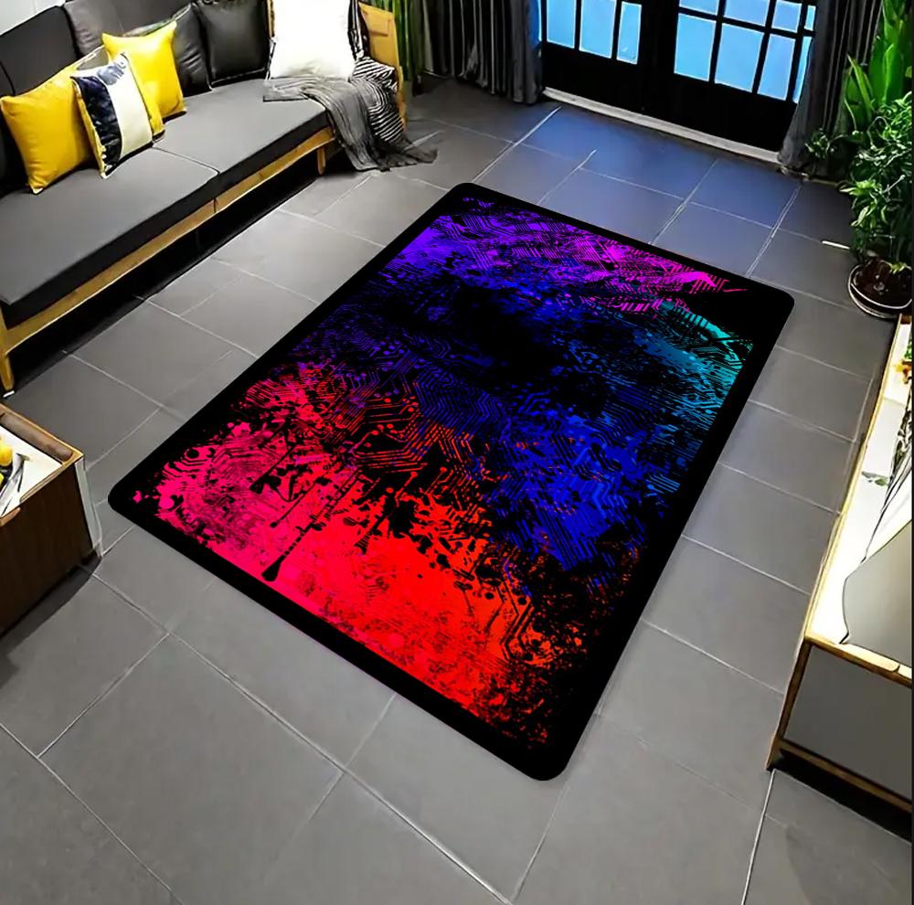 Colorful Smoke Carpet for Game Room Rainbow Lightning Pattern Carpet Game Anti-slip Mat Graffiti Carpet Home Decoration