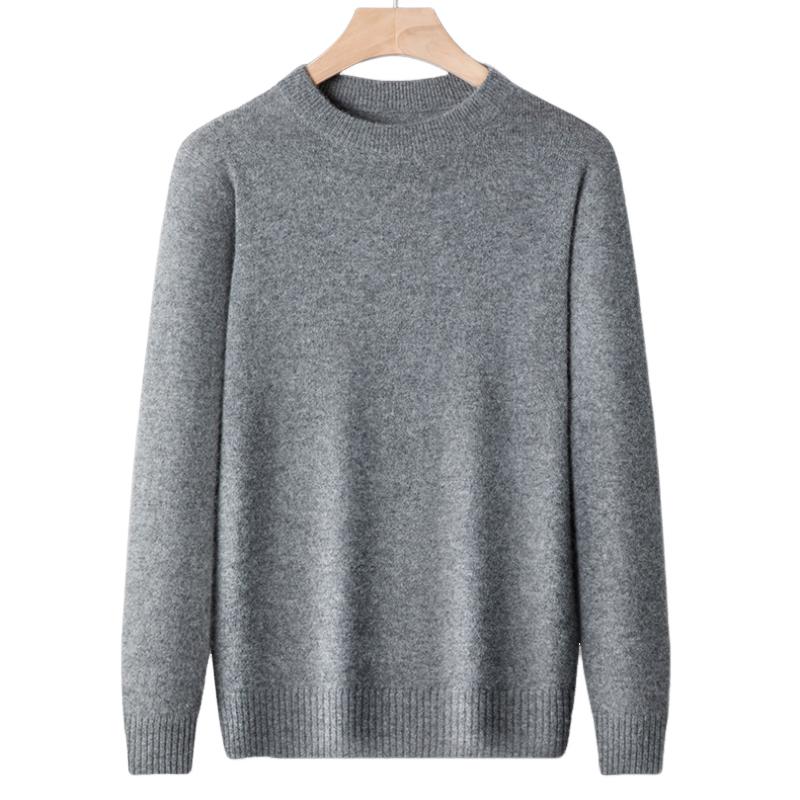 Autumn And Winter New Trendy Round Neck Men's Casual Solid Color Inner Warm Base Sweater Sweater Men's Clothing