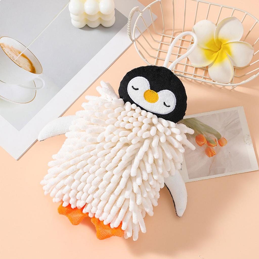 Lovely Penguin Chenille Hand Towel Quick Drying And Easy To Hang For Home Decoration Hand Towels 1PC