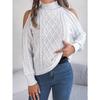 Женский свитер с открытыми плечами, высоким воротником и кабельным узором - Мягкий эластичный пуловер с длинным рукавом, Однотонный повседневный шикарный осенне-зимний топ, Пуловер с высоким воротником