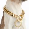 15MM Stainless Steel Dog Collar Gold Chain Luxury Cuban Link Durable Training P Chain for Large Dogs Doberman Pitbull Rottweiler