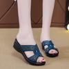 2025 Summer High Quality Women's Shoes Hot Selling Fashion Open Toe Solid Color Sequin Wedge Roman Women's Beach Slippers