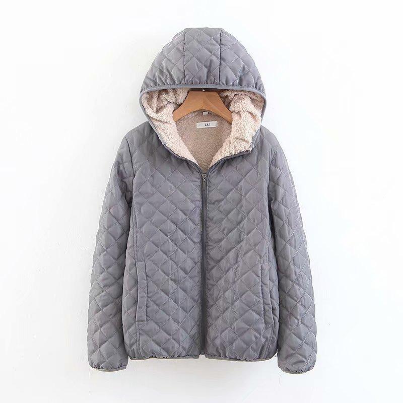 Women S Hooded Long Sleeve Thick Cotton Padded Short Coat Casual Winter